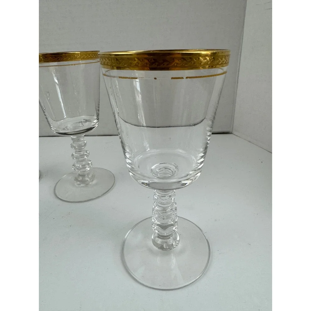 Tiffin-Franciscan Apollo Gold Encrusted Crystal Claret Wine Glasses Set of 4‎